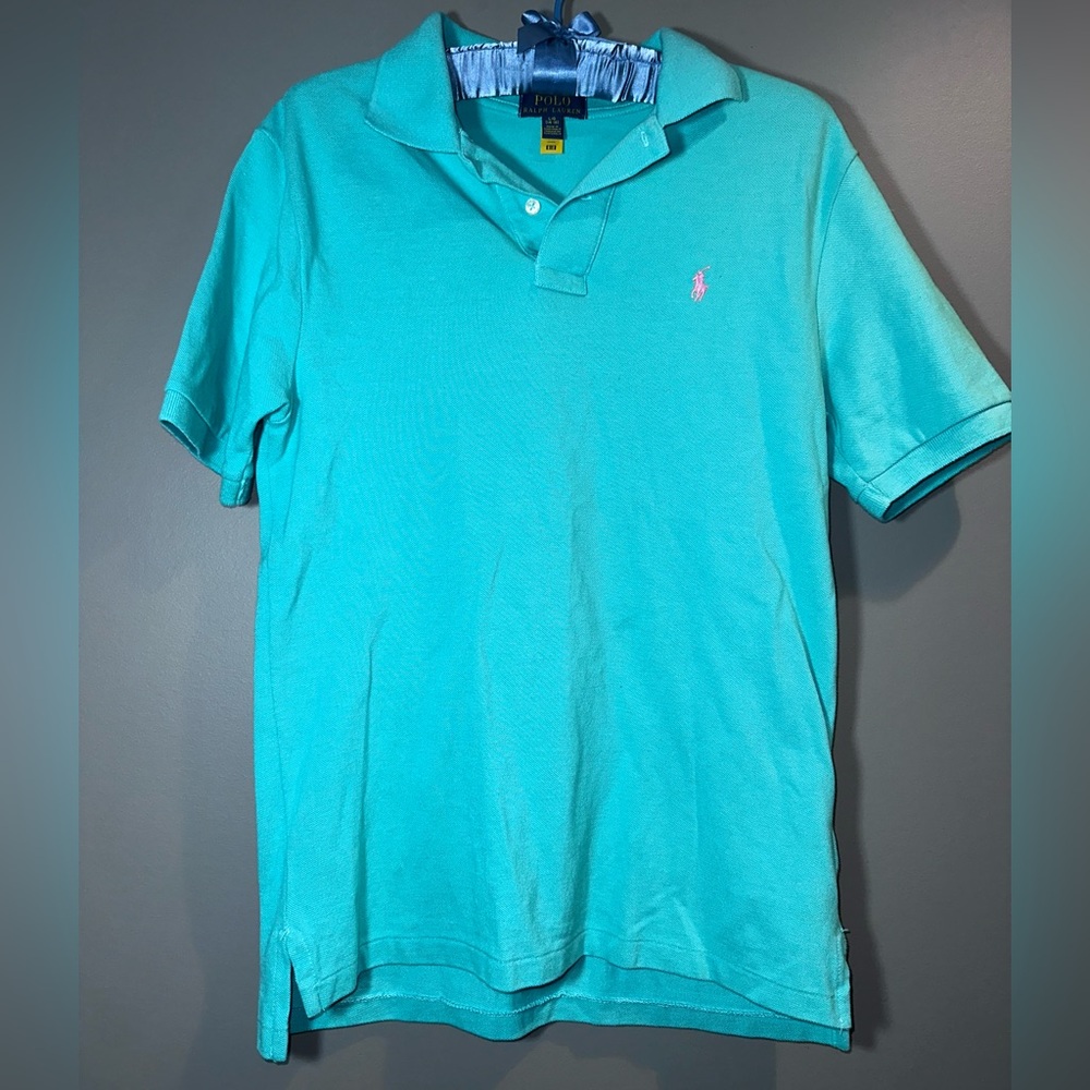Polo By Ralph Lauren Sea Aqua Blue Large (14/16) Young Man Collar Polo